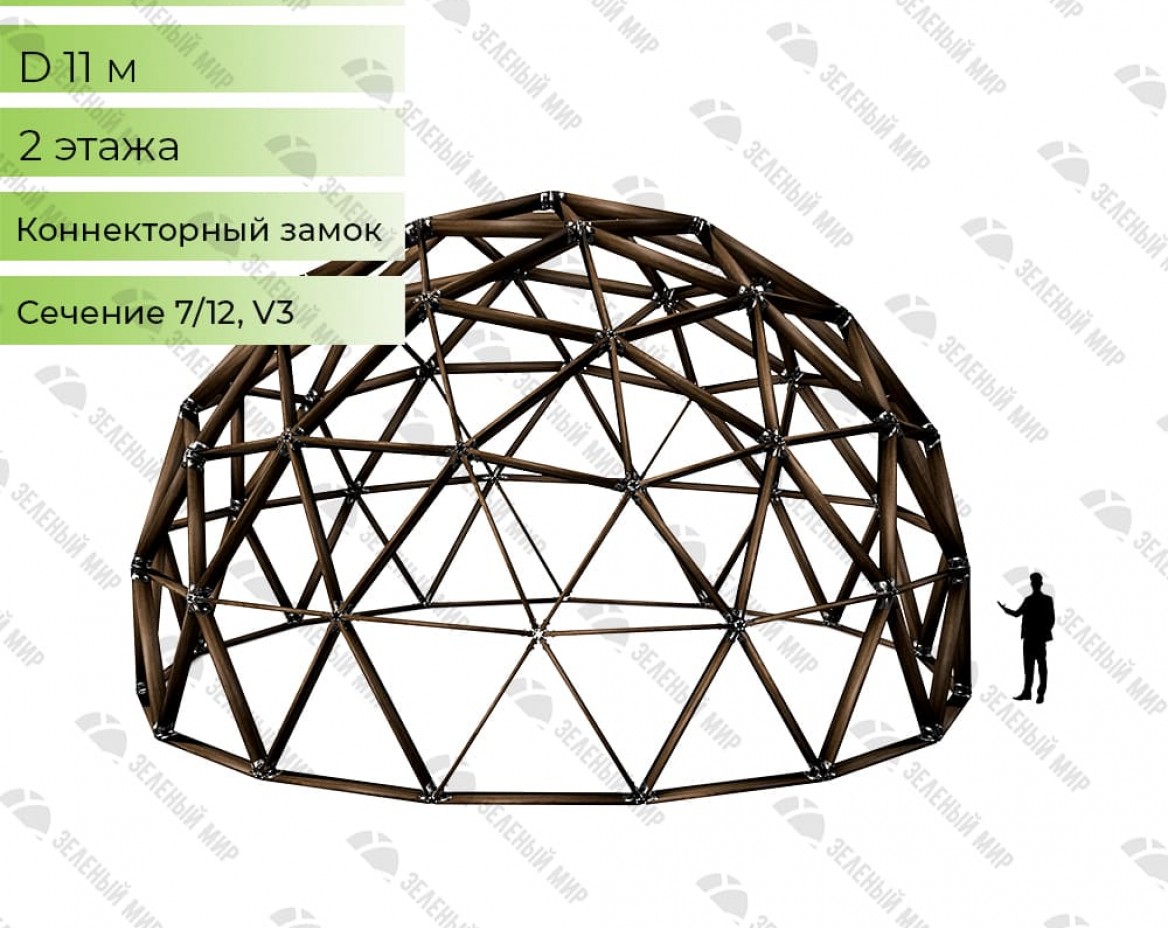 Геодезический купольный каркас G11 89м2 под ключ | Зеленый Мир